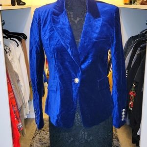 White House Black Market Blue Velvet Jacket